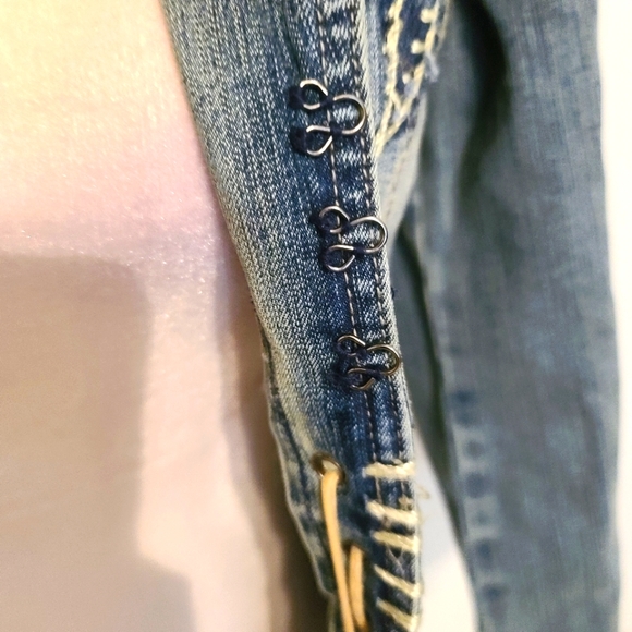 🥳hp🥳CREST WASHED OUT UNIQUE BLUE JEAN JACKET - Picture 7 of 13